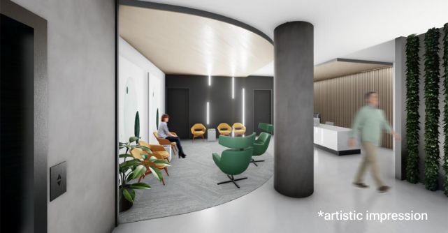 Rendering of inside of Medical Centre Lobby with patients